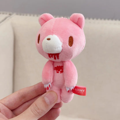 Kawaii Bloodthirsty Bear Keychain Anime Figure Pink Bear Plush Doll Girl Y2k Bag Accessories Doll Children Birthday Gift