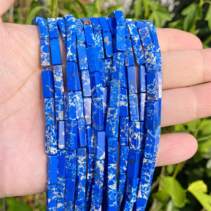 4x13mm Natural Stone Tube Rectangle Sea Sediment Lapis Lazuli Opal Amethysts Quartz Beads for Jewelry Making DIY Bracelet