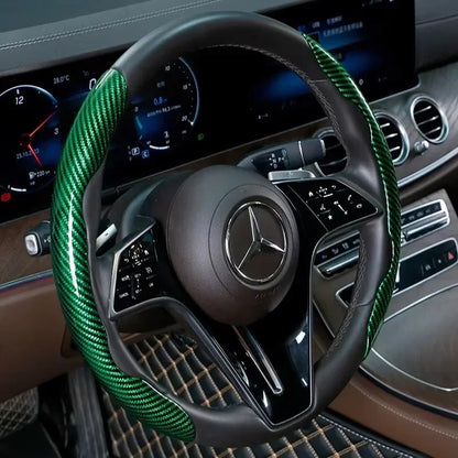 2026 Laser Carbon Fiber Silicone Car Steering Wheel Cover 1K Micro Fiber Leather PVC Wheel Booster Cover Non-Slip Universa