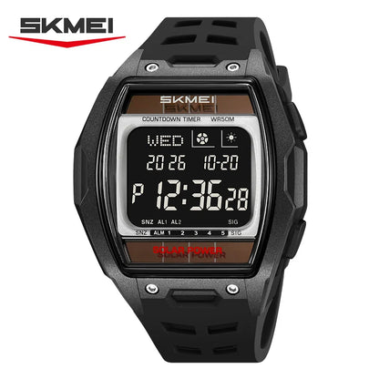 SKMEI 2750 Fashion Men Electronic Watch Solar Power Large Screen Luminous Calendar Multifunctional Outdoor Sport Watches for Man
