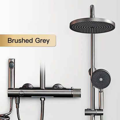 Luxury brass gun gray shower system with simple design, cold and hot dual control waterfall style water outlet bathroom faucet
