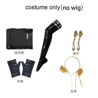 Yor Forger Cosplay Costume Headband Elastic Thigh Stockings Tights Highs Wig Earrings Yor Forger Dress Full Set for Comic Con