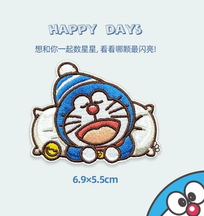 Doraemon Embroidered Fabric Patch Cute Fashionable Personalized Creative Simple Kawaii Ripped Patch Gift for Friend's Birthday