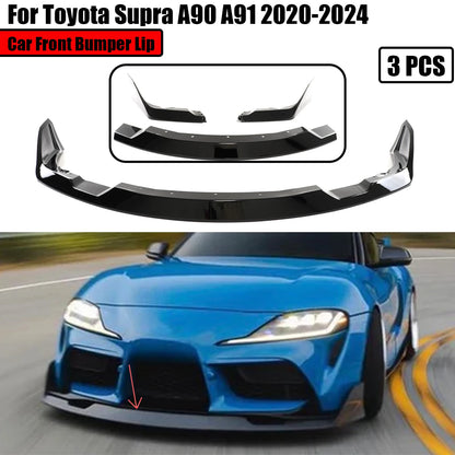 For Toyota Supra A90 A91 2020-2024 Car Accessories Front Bumper Lip Spoiler Diffuser Matte/Glossy Black Carbon Fiber Style