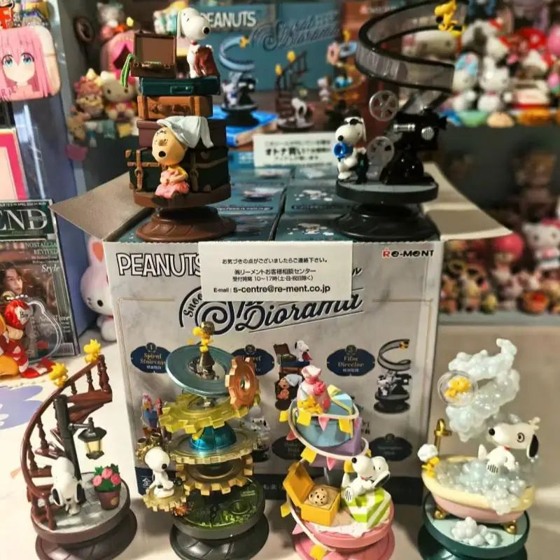 Re-Ment Snoopy Blind Box 3d Spiral Model Miniature Scene Collectible Figurine Shokugan Trading Figure Birthday Gift In Stock ﻿