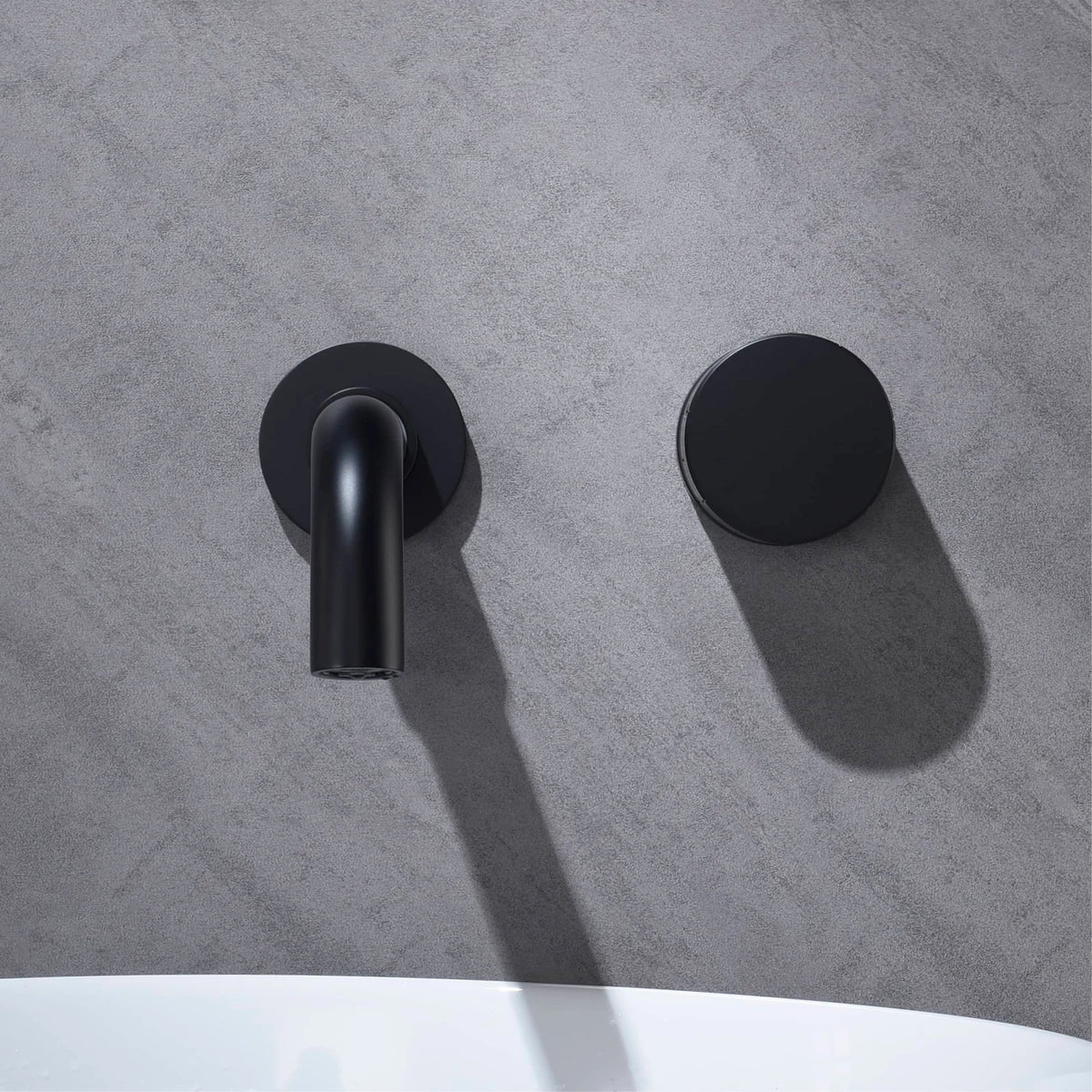 Luxury Black Brass Bathroom Faucet with Wall Mounted Design, Single Handle, 2-Hole Cold and Hot Dual Control Hidden Basin Faucet