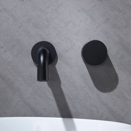 Luxury Black Brass Bathroom Faucet with Wall Mounted Design, Single Handle, 2-Hole Cold and Hot Dual Control Hidden Basin Faucet