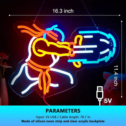 Game Fighter Neon Sign Dimmable Neon Lights for Boys Room Gameroom Bedroom Man Cave Party Decor Aesthetics Draw Birthday Gifts