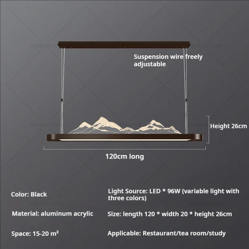 Modern Simple Living Room Light Study Light Tea Room Bar Zen Landscape Chandelier