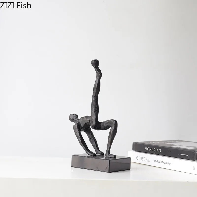 Retro Metal Figure Sculpture Black Art Statue Character Ornaments Home Accessories Decoration Display Model Figurines Gifts