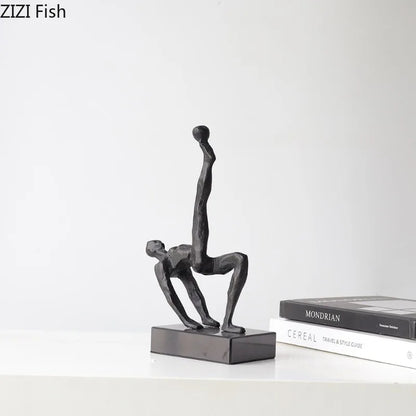 Retro Metal Figure Sculpture Black Art Statue Character Ornaments Home Accessories Decoration Display Model Figurines Gifts