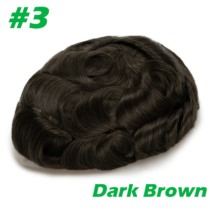 0.03mm Thin Skin Men's Wig 90% 100% Density Human Hair Men Toupee Capillary Prosthesis V Loop Natural Hairline for Hair Loss