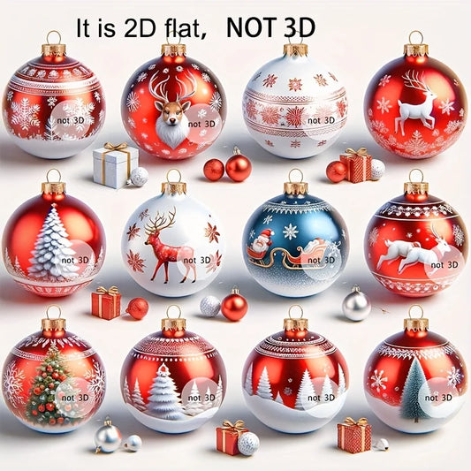 36piece Set of Holiday Christmas Ball Decoration 2D Flat Wooden Pendants Christmas and New Year Gifts Home and Party Decorations