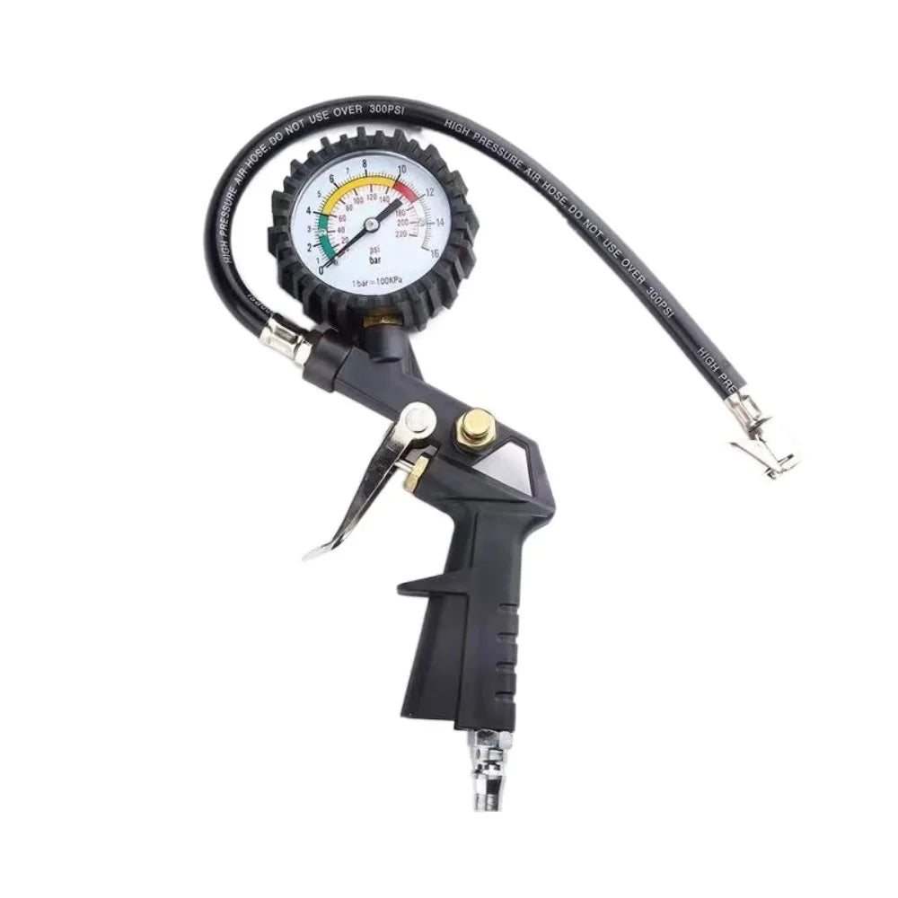 220PSI Tire Air Pressure Inflator Meter Display 0-16Bar Digital Tire Inflation Adapter LCD Digital Display Non-slip Handle