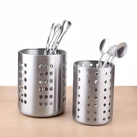 1/2 Piece  Steel Stainlesscylindrical Chopstick Cutlery Storage Box Suitable for Home Kitchens, Restaurants, and Dormitories