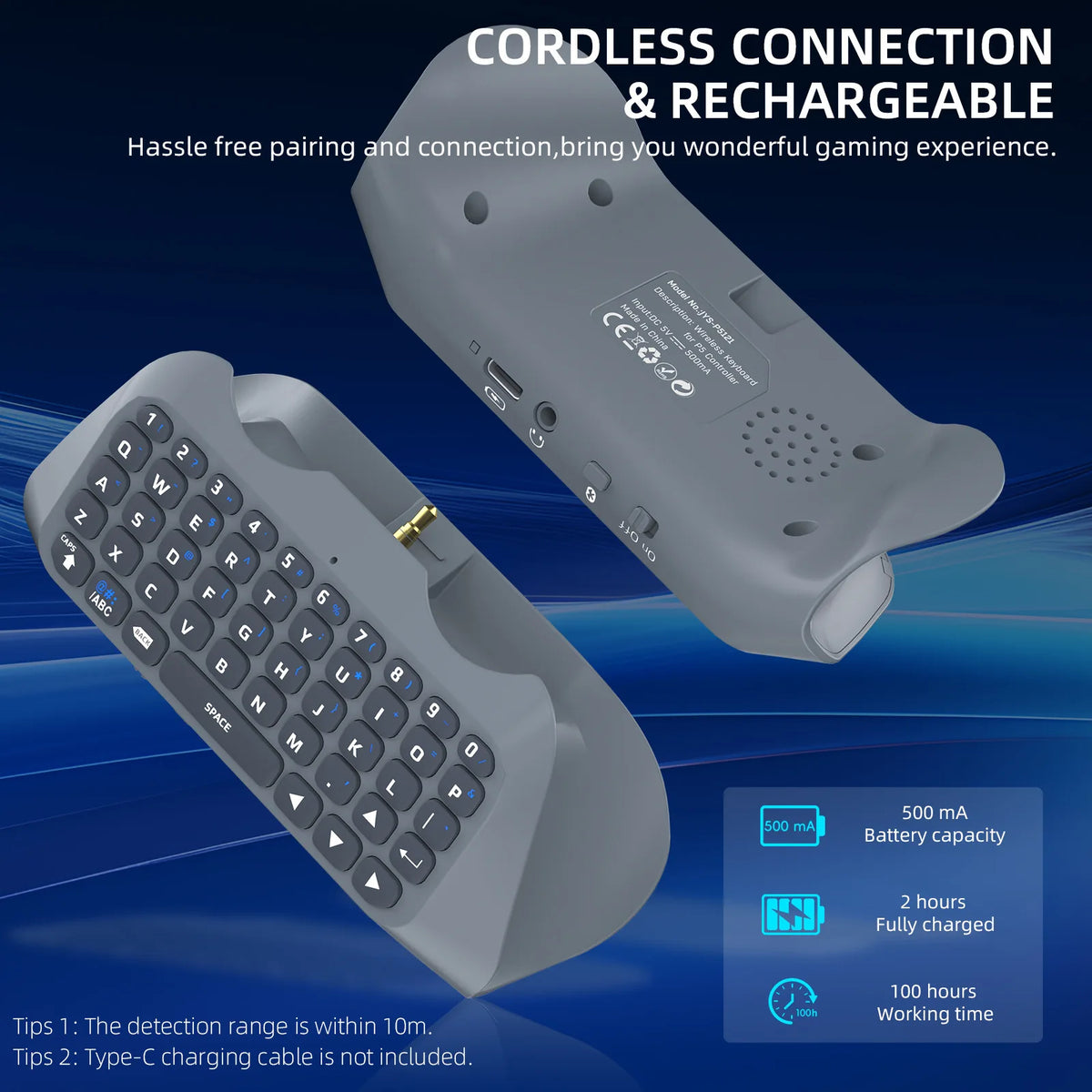 JYS-P5121 Wireless Bluetooth External Keyboard for PS5 Controllers – Built-in Speaker for Voice Chat & Text Input