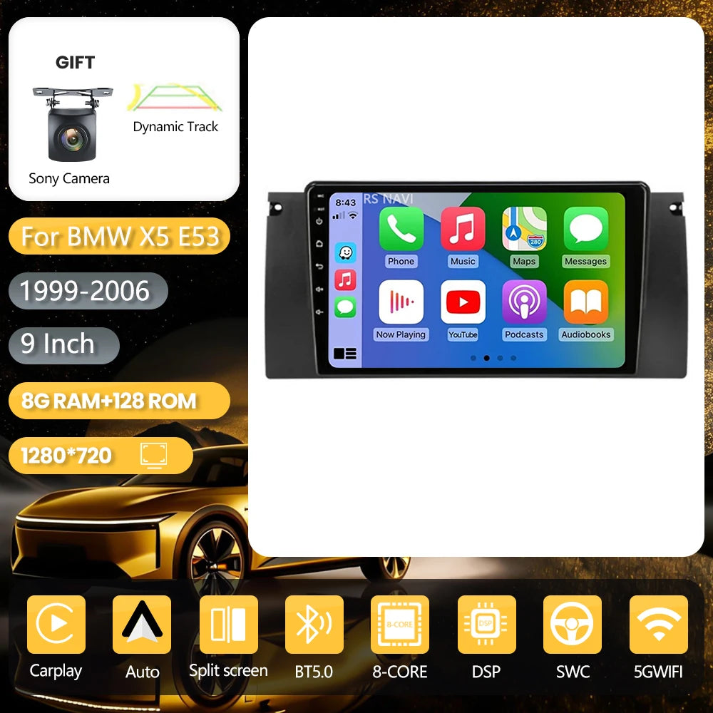 Android 16 Carplay Auto 2K Screen Car Radio Multimedia Player For BMW M5 E39 1995-2006 E53 X5 M5 2din Autoradio Stereo Head Unit