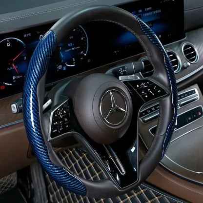 2026 Laser Carbon Fiber Silicone Car Steering Wheel Cover 1K Micro Fiber Leather PVC Wheel Booster Cover Non-Slip Universa