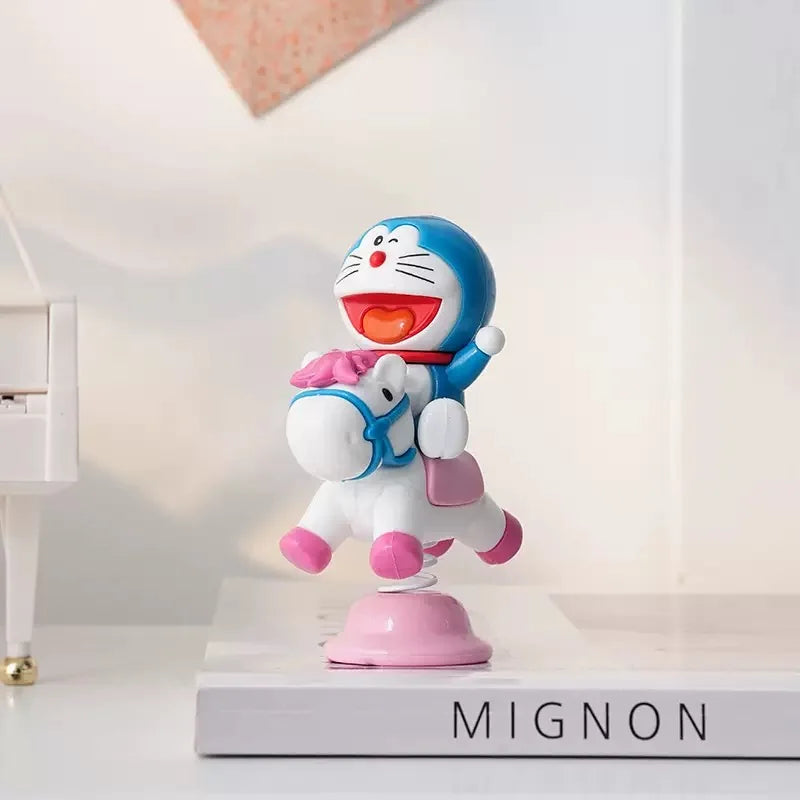 Cartoon cute Doraemon adorable moving time shake car home decor desktop decoration kawaii trendy toy hand-made figure toy gift