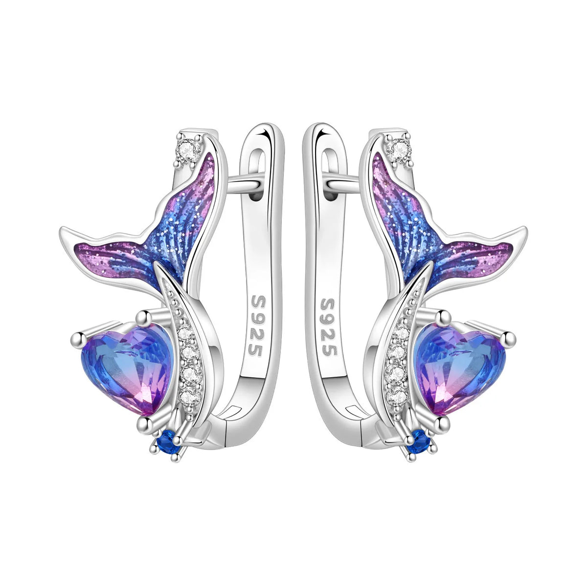 Orstarry Original 925 Sterling Silver Minimally Design Blue Zircon Earrings Women Hoop Earring Anniversary Jewelry Gifts