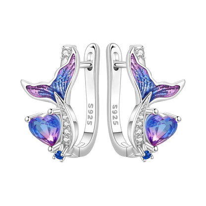 Orstarry Original 925 Sterling Silver Minimally Design Blue Zircon Earrings Women Hoop Earring Anniversary Jewelry Gifts