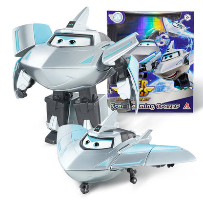 Super Wings 5 Inches Transforming Traver Transforms from Airplane to Robot in 10 Steps Deformation Action Figures Kid Toys Gift