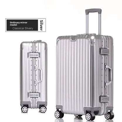 KLQDZMS German All Aluminum Magnesium Alloy Luggage 20 Inch Boarding Suitcase 28 Large Capacity Travel Business Leather Suitcase