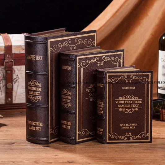 European Retro Wooden Decorative Imitation Fake Books Storage Book Boxes Entrance Hall Study Bookshelves Decorative Ornaments