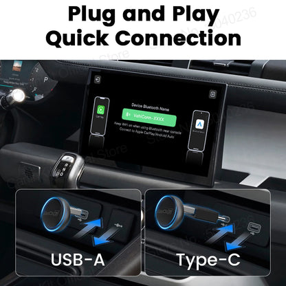 Mini Ultra 3 CarlinKit Wireless Android Auto & CarPlay Adapter 2.4Ghz&5Ghz WiFi BLE Auto Connect OTA Upgrade Mini Smart Car Box