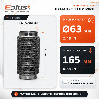 Universal Automotive Chain Link Mesh Exhaust Hose Stainless Steel Braided Flexible Bellows for Car Exhaust System Replacement