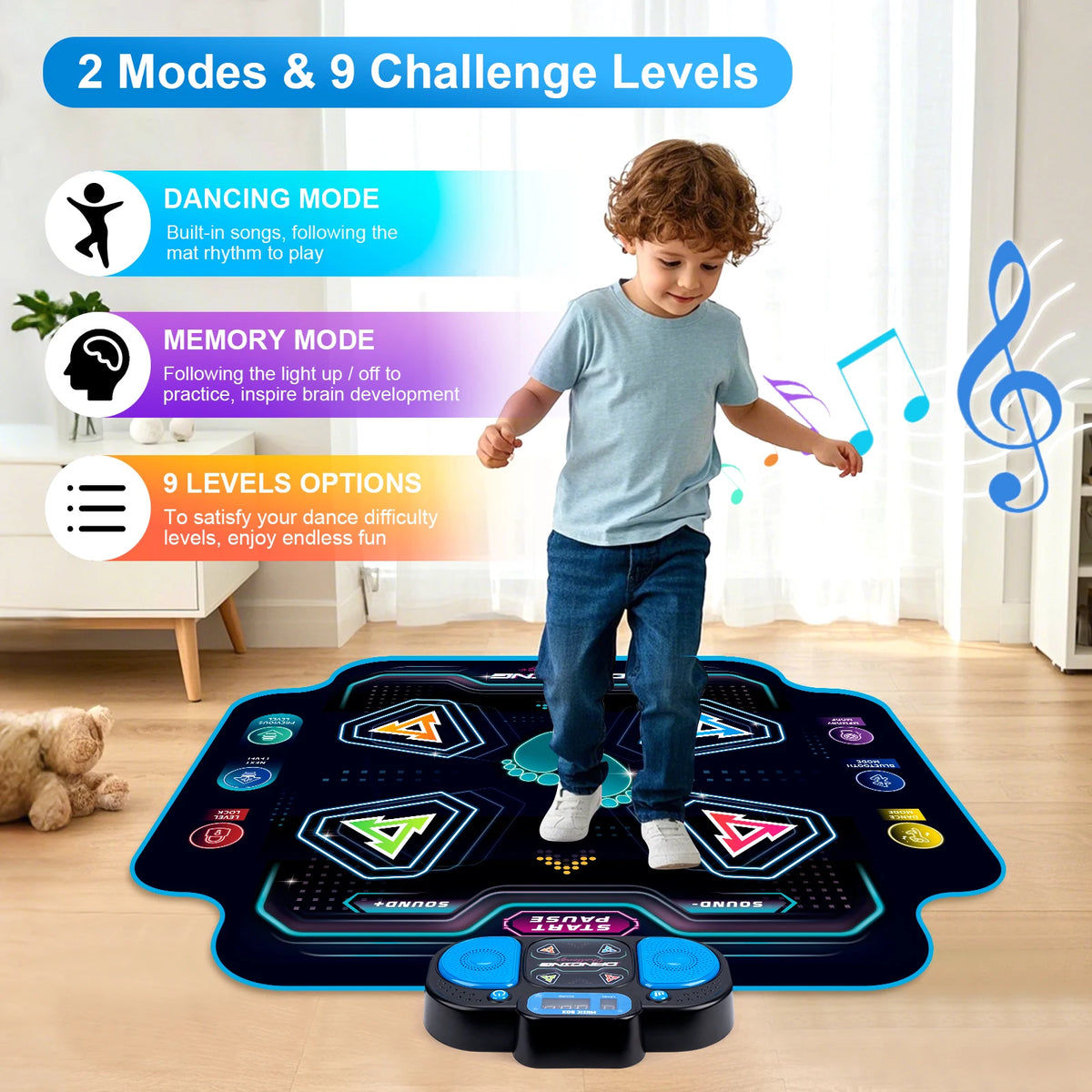 92x88cm Electronic Dance Mat Multi-Function Dancing Blanket with 2 Modes&9 Levels Kids Floor Music Blanket Educational Toy Gifts