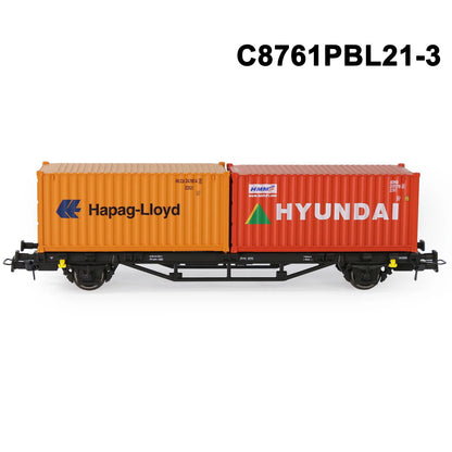 Evemodel Model Railway HO Scale 1:87 Flat Car with Container 20ft 40ft Shipping Cargo Box Lot C8761