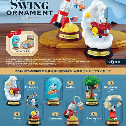 Rement Snoopy Swing Ornament Collection Mini Diorama Figure Blind Box Kawaii Display Swinging Scene Model Gift