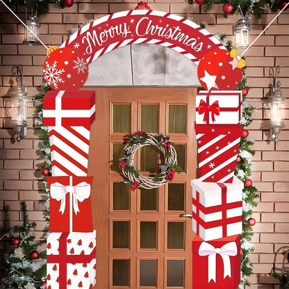 Christmas Hanging Door Banner Merry Christmas Decoration for Home festival Gift Box Xmas Door Navidad Notal Noel New Year 2026