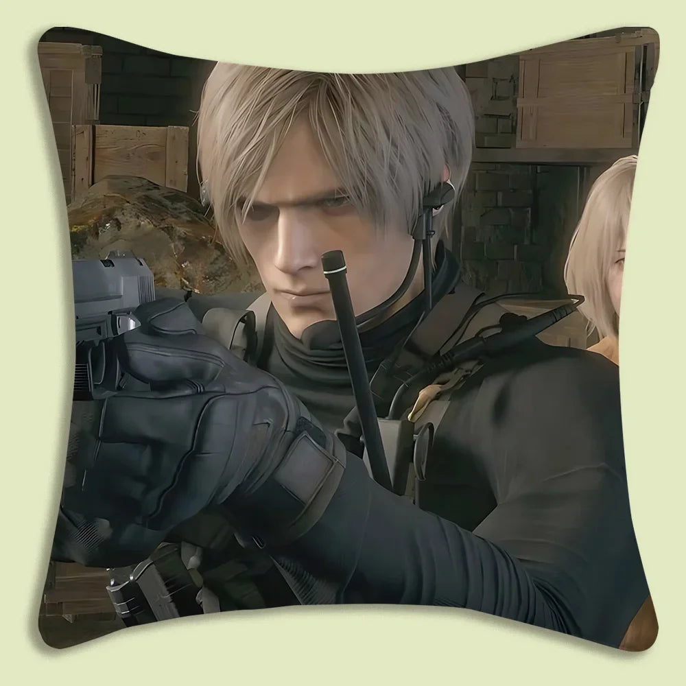 Pillow Covers Cartoon Leon Kennedy Sofa Decorative Home Double-sided Printing Short Plush Cute Cushion Cover