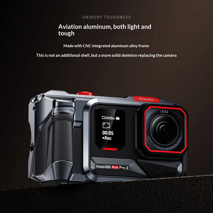 For Insta360 Ace Pro 2 Aluminum Camera Cage Metal Protective Frame with Grip Cold Shoe 1/4 Mount