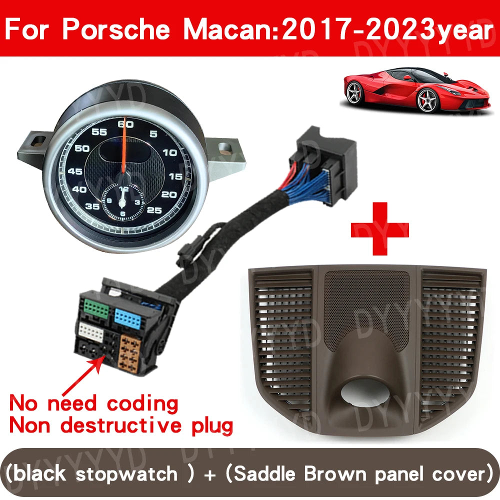For Porsche Macan 95B 2014-2023 Stopwatch Compass Chrono Clock Watch Instrument Panel Cover Car Interior Dashboard Accessories