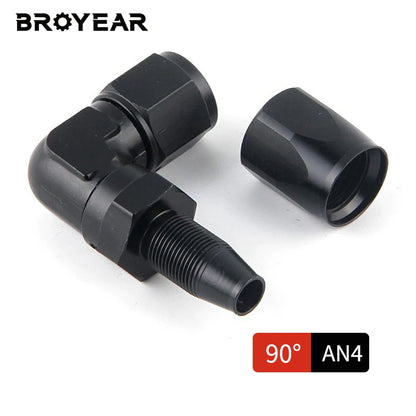 Broyear High Quality Aluminum AN4 6 8 10 Forged Type Swivel Hose End Fitting Adapter Oil Cooler Fuel Line Straight, 90 Degree