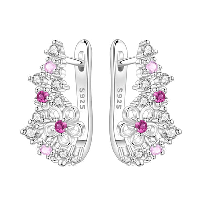 PANPOKI Original 925 Sterling Silver Beautiful Tulip Flower Earrings Women Hoop Earring Anniversary Jewelry Trendy Gifts