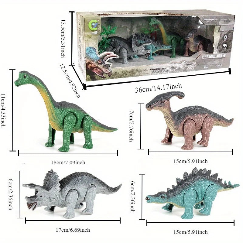 Wind-Up Automatic Walking Mechanical Dinosaur Toy Set,Realistic Dino Figures Educational Playset,Birthday Christmas Gift for Kid
