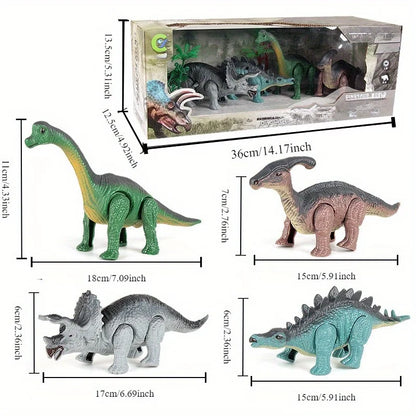 Wind-Up Automatic Walking Mechanical Dinosaur Toy Set,Realistic Dino Figures Educational Playset,Birthday Christmas Gift for Kid