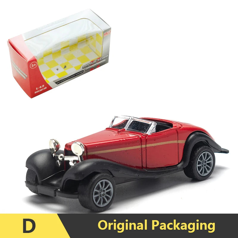 1:43 Alloy Vintage Diecast Car Model Classic Pull Back Car Model Miniature Vehicle Replica For Collection Gift For Kids Adults