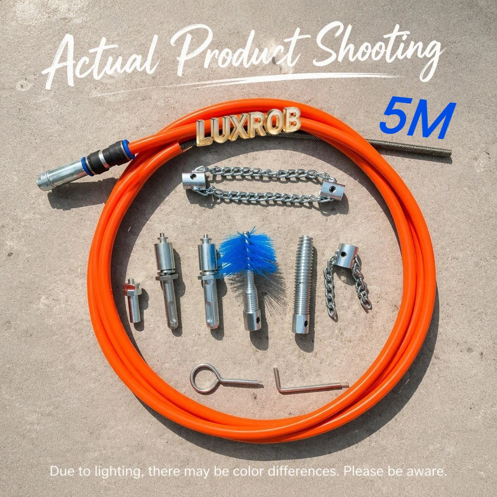 3-20M Drain Cleaning Hose 10mm 65Mn Spring Steel Pipe Sewer Drain Auger Cleaner with 9pcs Accessories for Pipeline Dredge Tool