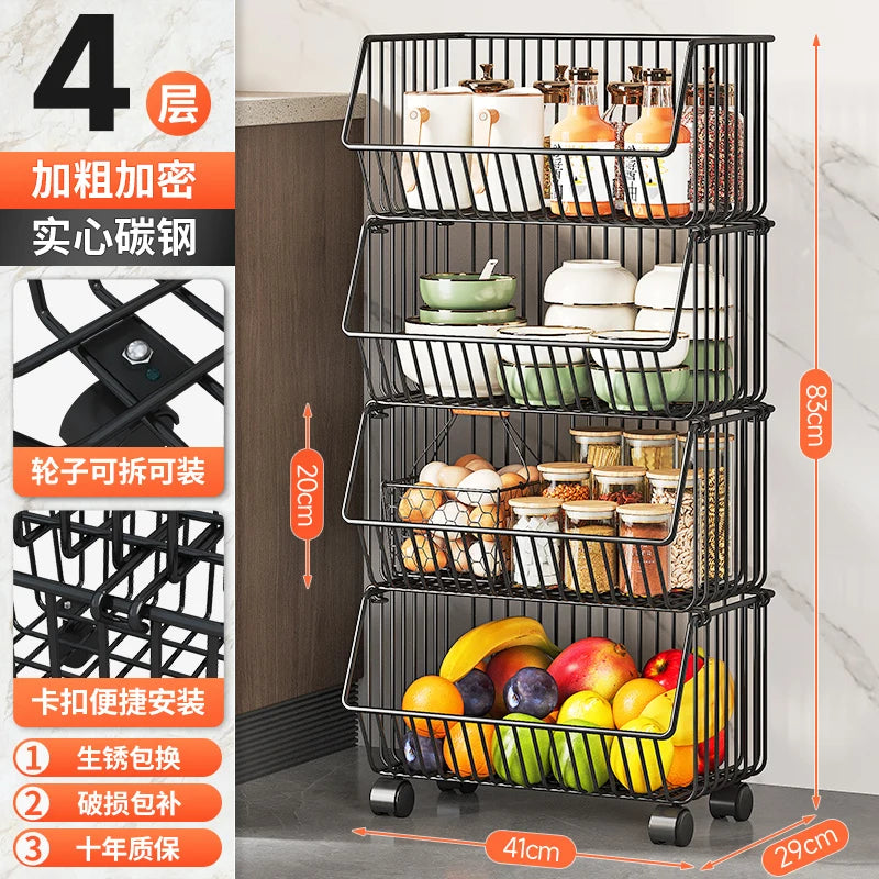 주방수납 Rolling Storage Cart Multipurpose Rustproof Modern Storage Cart Kitchen Multi-layer Trolley with Wheel Kitchen Furniture