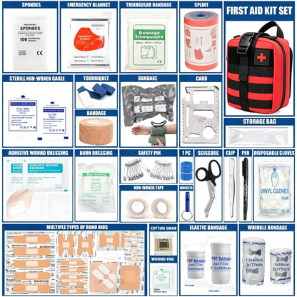 379PCS Professional First Aid Kit Emergency Survival Kit for Car Home Camping Travel Outdoor Adventure Medical Supplies Trauma B