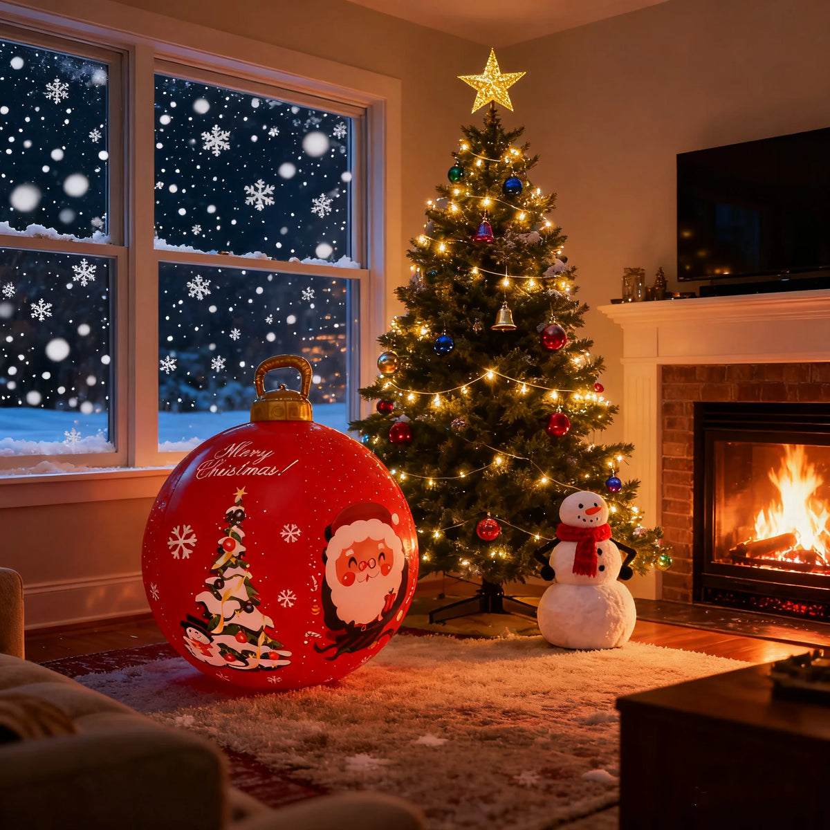 24inch (Approx. 60cm) Giant Inflatable Christmas Ball Pvc Inflatable Decorative Ball Large Holiday Inflatable Outdoor Decoration Christmas Inflatable Yard Decoration Giant Inflatable Ornament