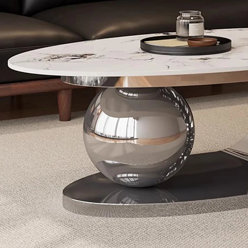 European Luxury Coffee Table Oval Modern Glam Premium Coffee Table Living Room Aesthetic Table Basse Design Home Furniture