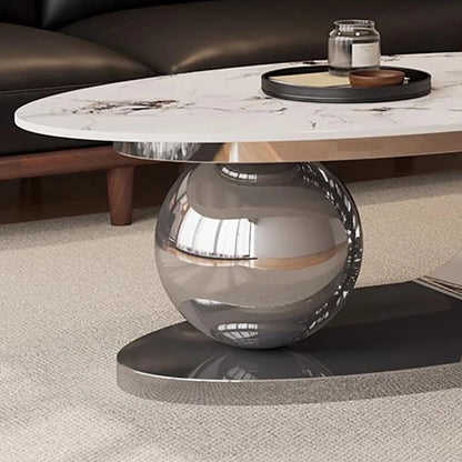 European Luxury Coffee Table Oval Modern Glam Premium Coffee Table Living Room Aesthetic Table Basse Design Home Furniture