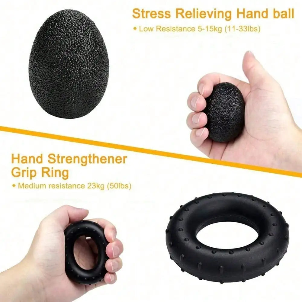 Adjustable Counting Hand Gripper 5-Piece Set: Forearm Trainer, Finger Stretch Rope, Grip Ring & Stress Ball for Strength Trainin