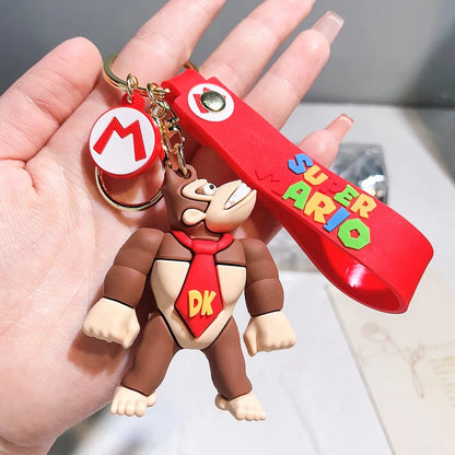 Mario Keychain Mario Bros Luigi Figure Toad Yoshi Bowser Action Figure Model Cartoon Bag Doll Pendant Toys Gift
